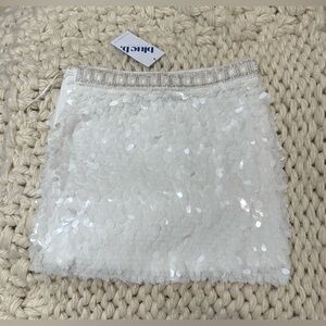 MERMAID shell/Sequin beaded set size S: miniskirt + highneck top : NWT